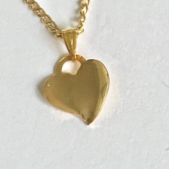 Vintage Gold Heart Necklace I LOVE YOU FOREVER Dainty Small Charm 16" Plated - Picture 8 of 11